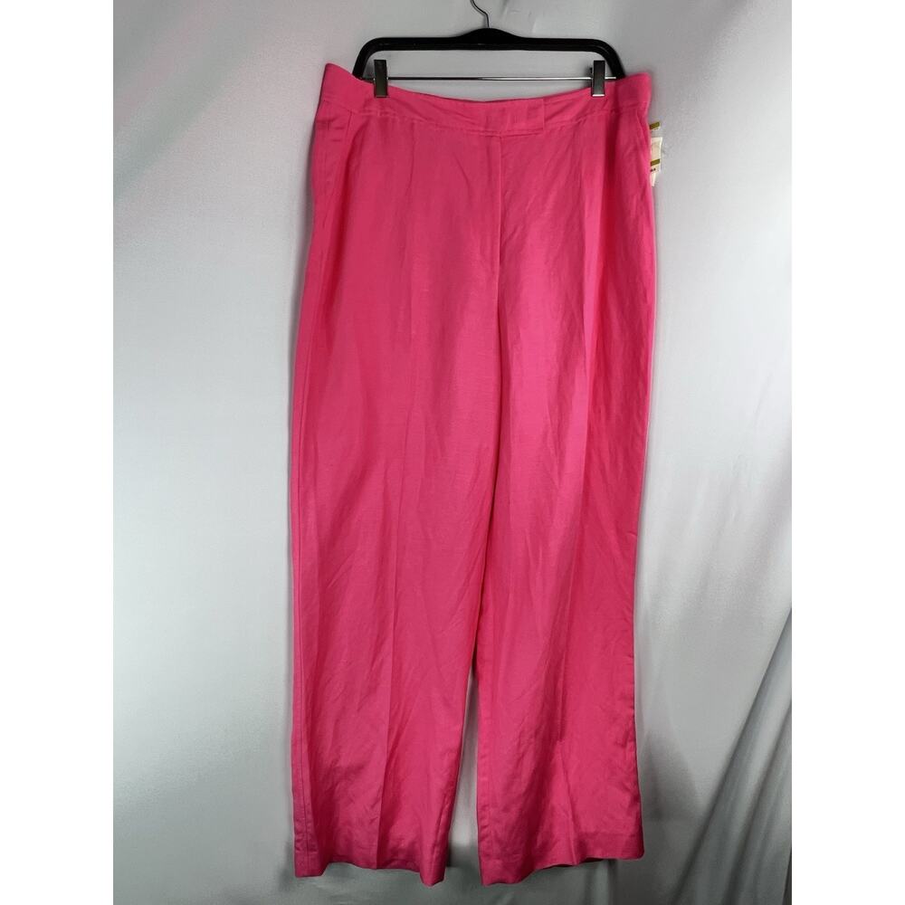 Anne Klein Women's Pink Linen Dress Pants Relaxed Straight 31" Inseam 14 - Picture 4 of 9